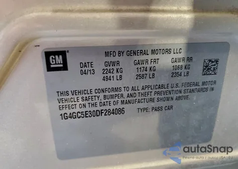 2013 Buick Lacrosse из США, поврежденный, VIN 1G4GC5E30DF284086